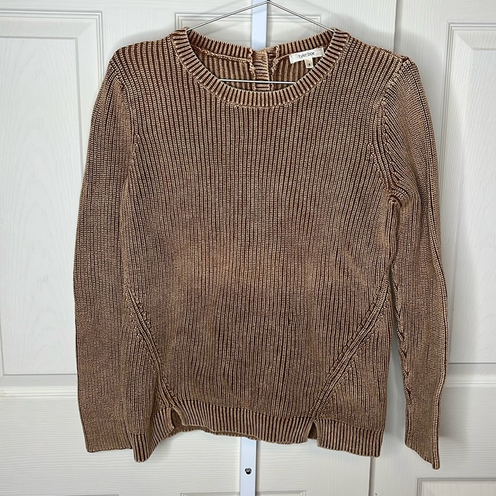 Tyler Boe Cotton Mineral Wash Crew Neck Sweater Size S Tan Brown - Picture 3 of 13